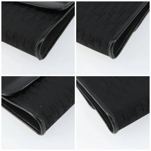 Christian Dior Trotter Canvas Chain Shoulder Bag Black Gold Auth - Picture 15 of 15